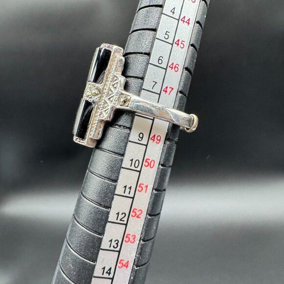 Antique Art Deco Silver 925 Ring with Black Onyx Stone *read* - Picture 10 of 12